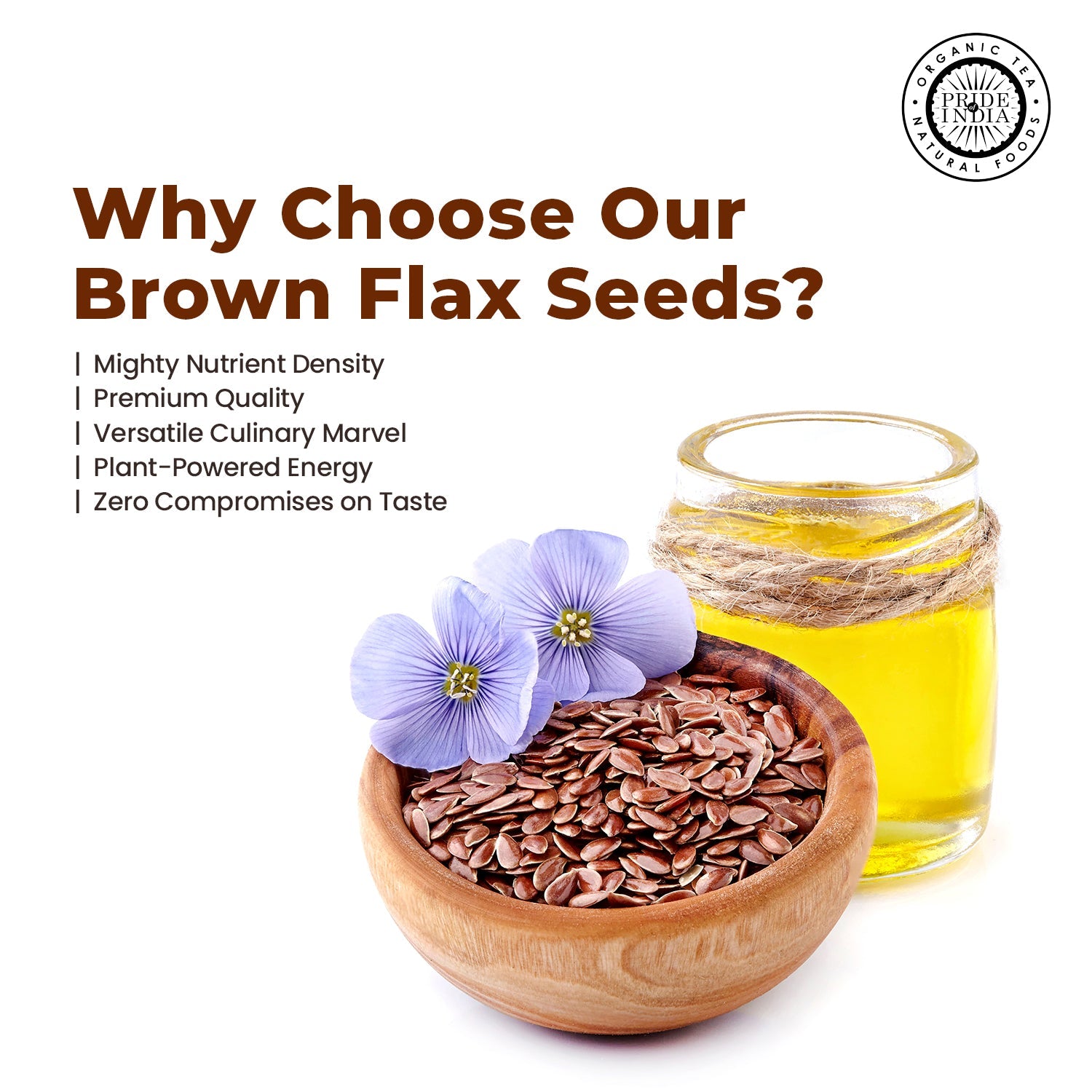 Whole Brown Flax Seeds - Omega-3 & Lignan Superfood Jar